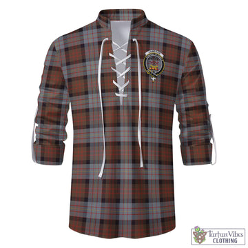Cameron of Erracht Weathered Tartan Men's Scottish Traditional Jacobite Ghillie Kilt Shirt with Family Crest