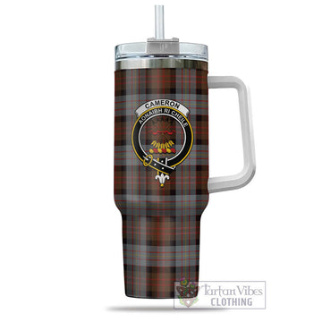 Cameron of Erracht Weathered Tartan and Family Crest Tumbler with Handle