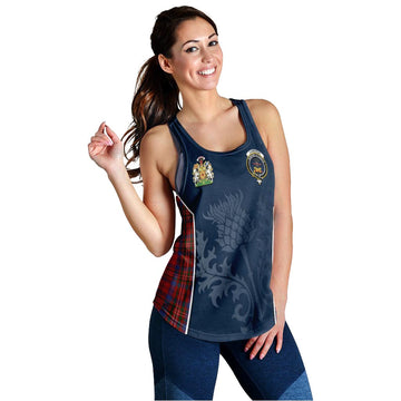 Cameron of Locheil Tartan Women's Racerback Tanks with Family Crest and Scottish Thistle Vibes Sport Style