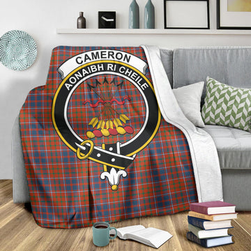 Cameron of Lochiel Ancient Tartan Blanket with Family Crest