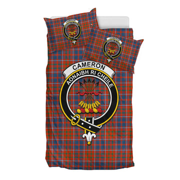 Cameron of Lochiel Ancient Tartan Bedding Set with Family Crest