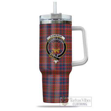 Cameron of Lochiel Ancient Tartan and Family Crest Tumbler with Handle