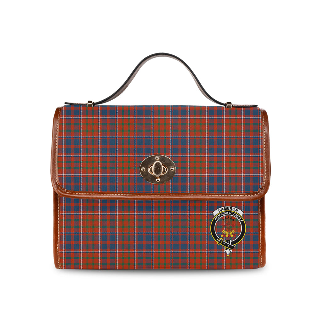 cameron-of-lochiel-ancient-tartan-leather-strap-waterproof-canvas-bag-with-family-crest