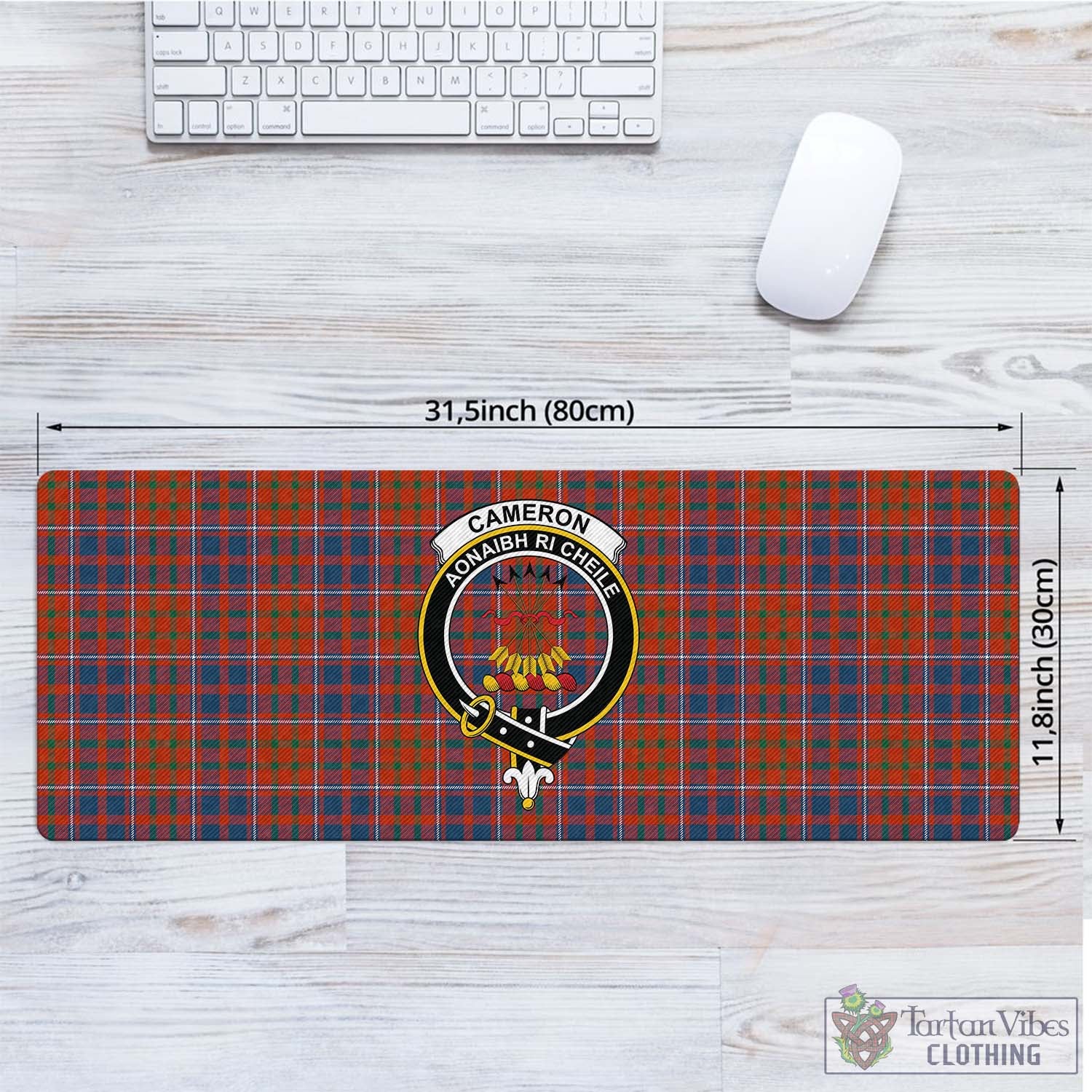 Tartan Vibes Clothing Cameron of Lochiel Ancient Tartan Mouse Pad with Family Crest