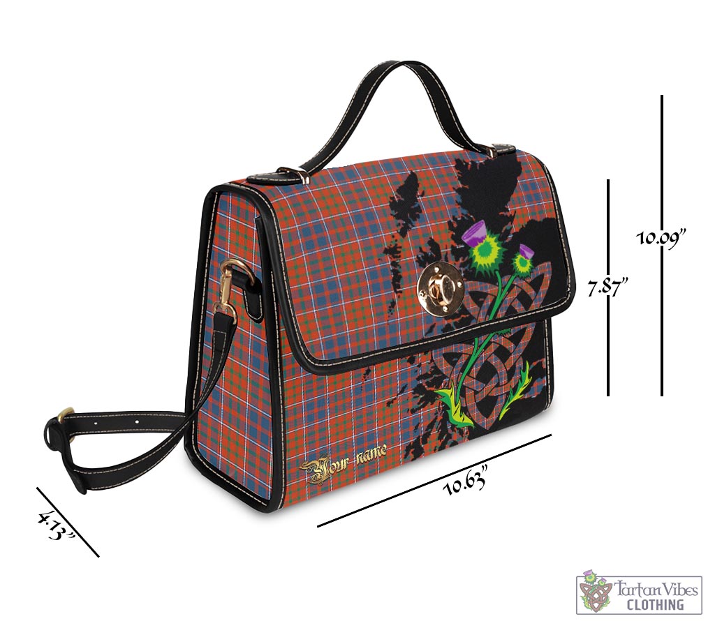 Tartan Vibes Clothing Cameron of Lochiel Ancient Tartan Waterproof Canvas Bag with Scotland Map and Thistle Celtic Accents
