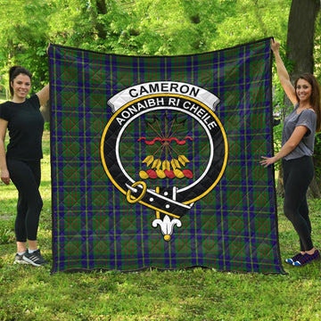 cameron-of-lochiel-hunting-tartan-quilt-with-family-crest