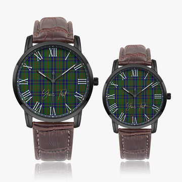 Cameron of Lochiel Hunting Tartan Personalized Your Text Leather Trap Quartz Watch