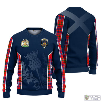Cameron of Lochiel Modern Tartan Knitted Sweatshirt with Family Crest and Scottish Thistle Vibes Sport Style
