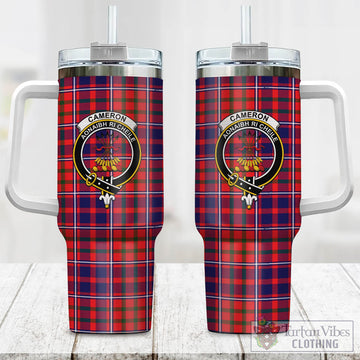 Cameron of Lochiel Modern Tartan and Family Crest Tumbler with Handle