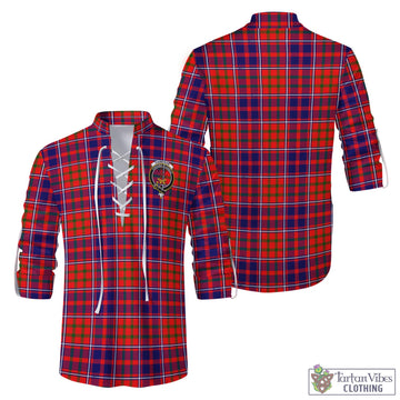 Cameron of Lochiel Modern Tartan Men's Scottish Traditional Jacobite Ghillie Kilt Shirt with Family Crest