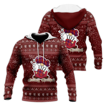 Cameron of Lochiel Modern Clan Christmas Knitted Hoodie with Funny Gnome Playing Bagpipes