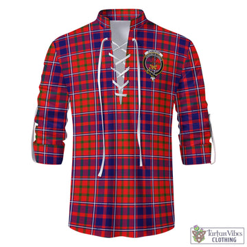 Cameron of Lochiel Modern Tartan Men's Scottish Traditional Jacobite Ghillie Kilt Shirt with Family Crest