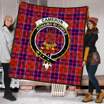 Cameron of Lochiel Modern Tartan Quilt with Family Crest