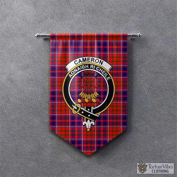 Cameron of Lochiel Modern Tartan Gonfalon, Tartan Banner with Family Crest