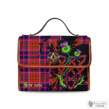 Cameron of Lochiel Modern Tartan Waterproof Canvas Bag with Scotland Map and Thistle Celtic Accents