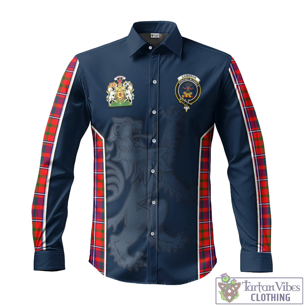 Tartan Vibes Clothing Cameron of Lochiel Modern Tartan Long Sleeve Button Up Shirt with Family Crest and Lion Rampant Vibes Sport Style