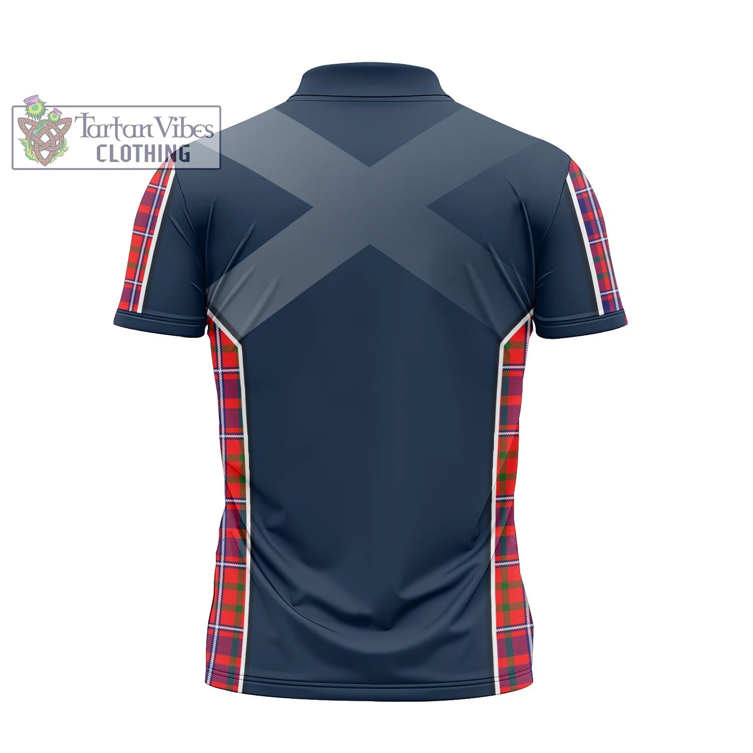 Tartan Vibes Clothing Cameron of Lochiel Modern Tartan Zipper Polo Shirt with Family Crest and Scottish Thistle Vibes Sport Style