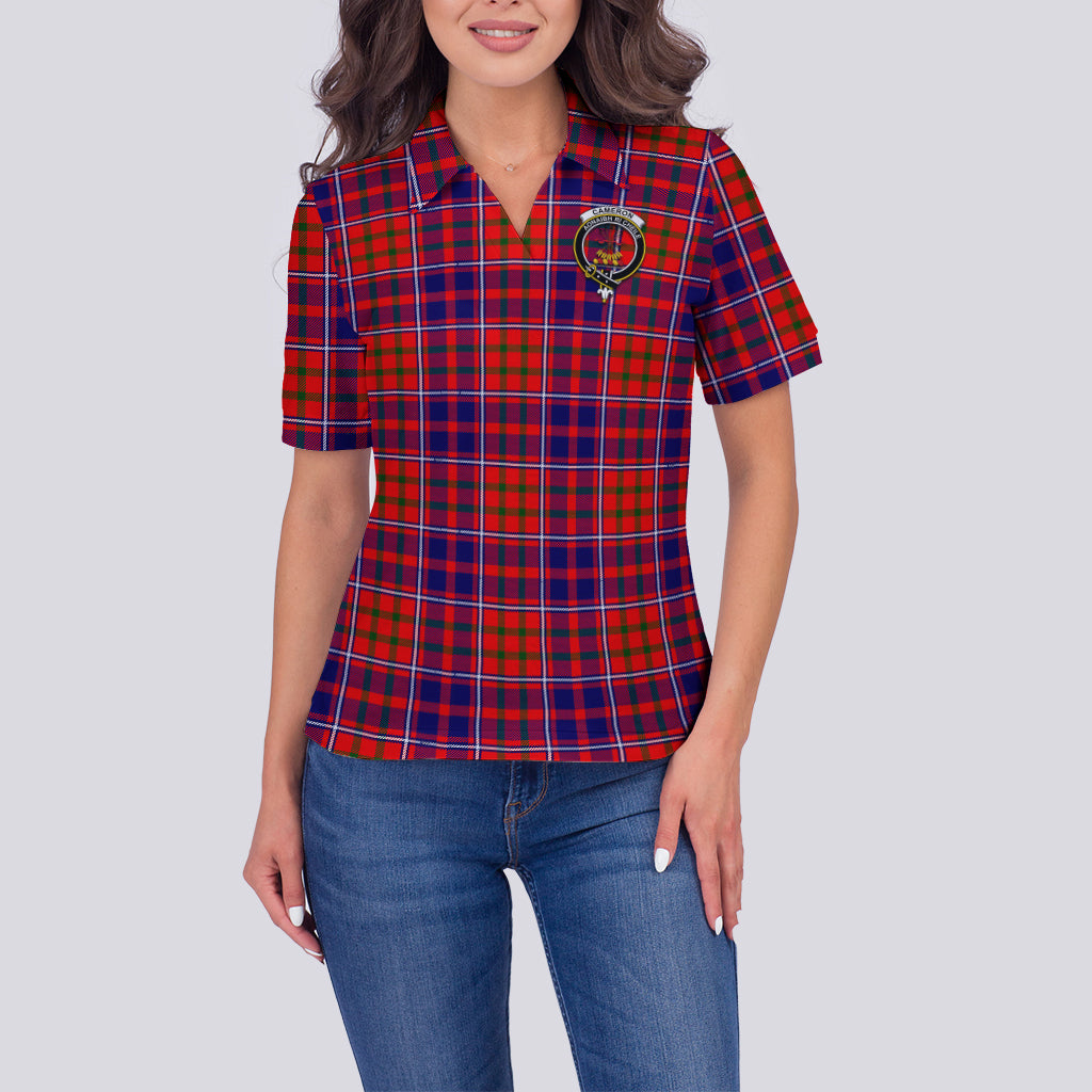 cameron-of-lochiel-modern-tartan-polo-shirt-with-family-crest-for-women