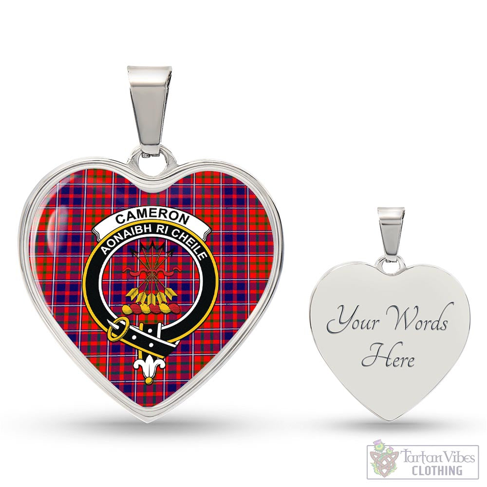Tartan Vibes Clothing Cameron of Lochiel Modern Tartan Heart Necklace with Family Crest