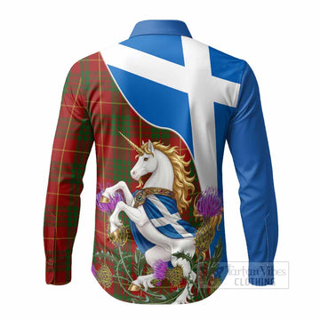 Cameron Scottish Tartan Crest Unicorn Heritage Long Sleeve Button Shirts - Tartan Vibes Clothing