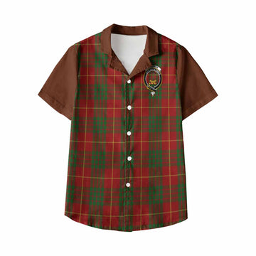 Cameron Tartan Accent Kid Hawaiian Shirt with Family Crest