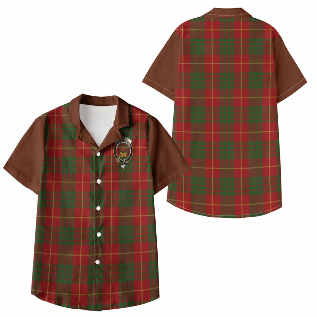 Cameron Tartan Accent Kid Hawaiian Shirt with Family Crest
