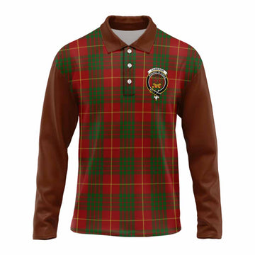 Cameron Tartan Accent Long Sleeve Polo Shirt with Family Crest