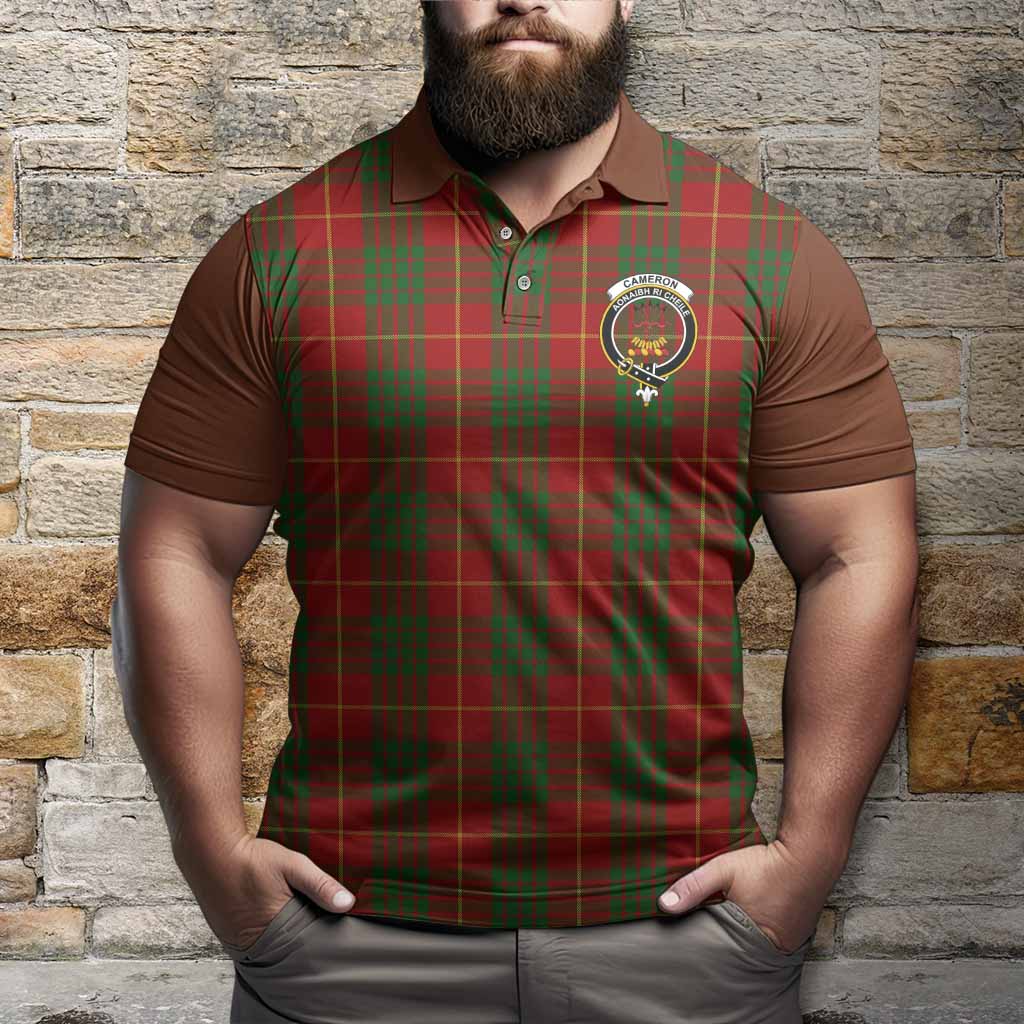 Cameron Tartan Accent Polo Shirt with Family Crest