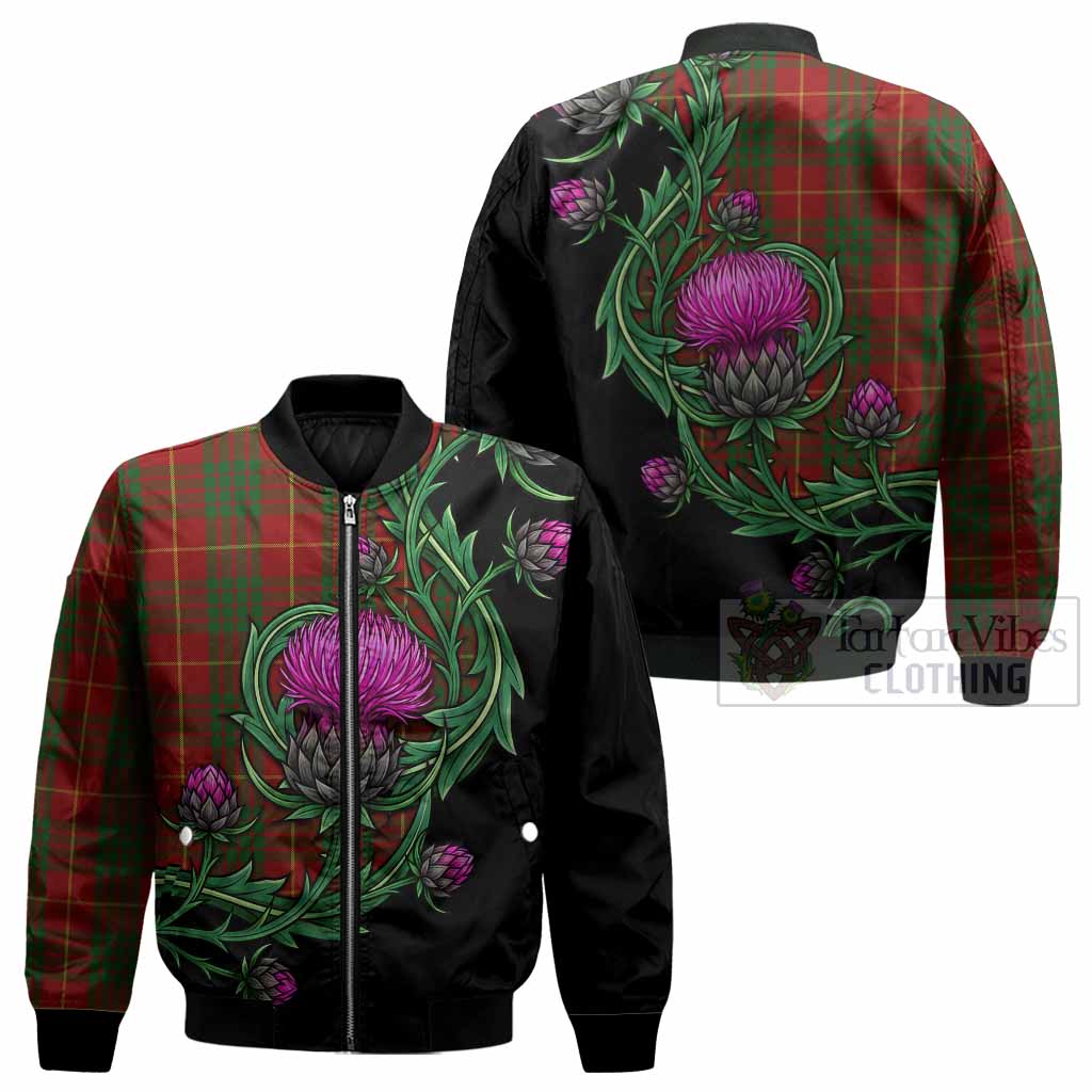 Cameron Tartan Bomber Jacket Resilient Scottish Thistle - Tartan Vibes Clothing