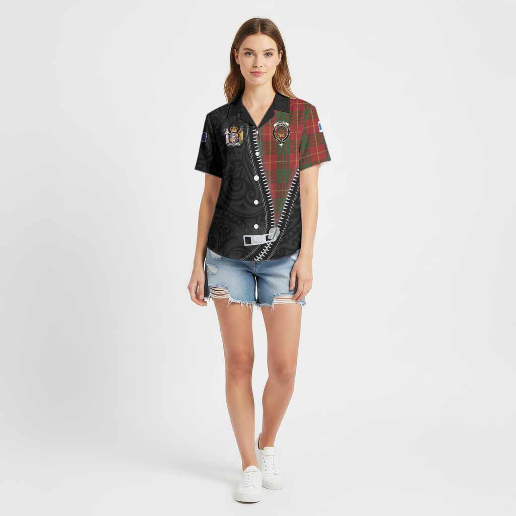Cameron Tartan Cotton Hawaiian Shirt New Zealand Pattern Unique Zipper Stylized