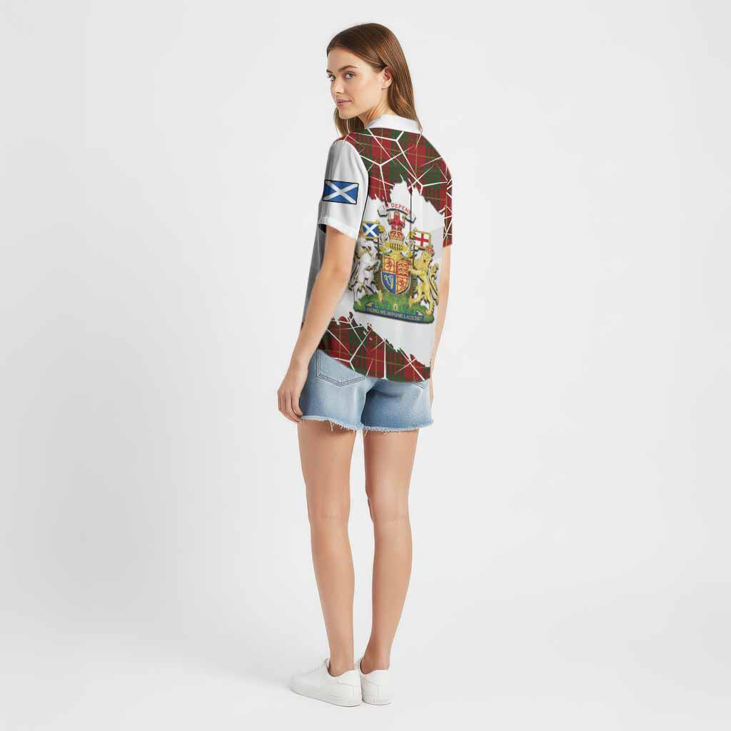 Cameron Tartan Cotton Hawaiian Shirt with Family Crest and Lion Rampant Grunge Style