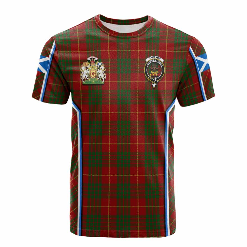 Cameron Tartan Crest Cotton T-shirt Scotland Coat of Arm Flag Style - Tartan Vibes Clothing