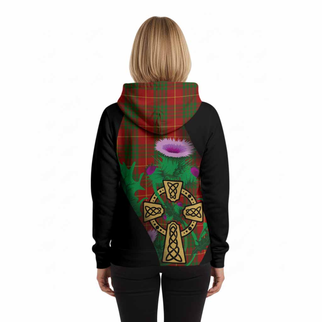 Cameron Tartan Crest Hoodie Celtic Cross Thistle Flowers
