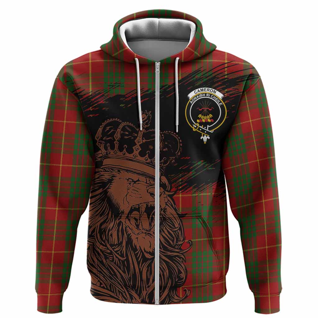 Cameron Tartan Crest Hoodie Crowned Lion Heritage Style
