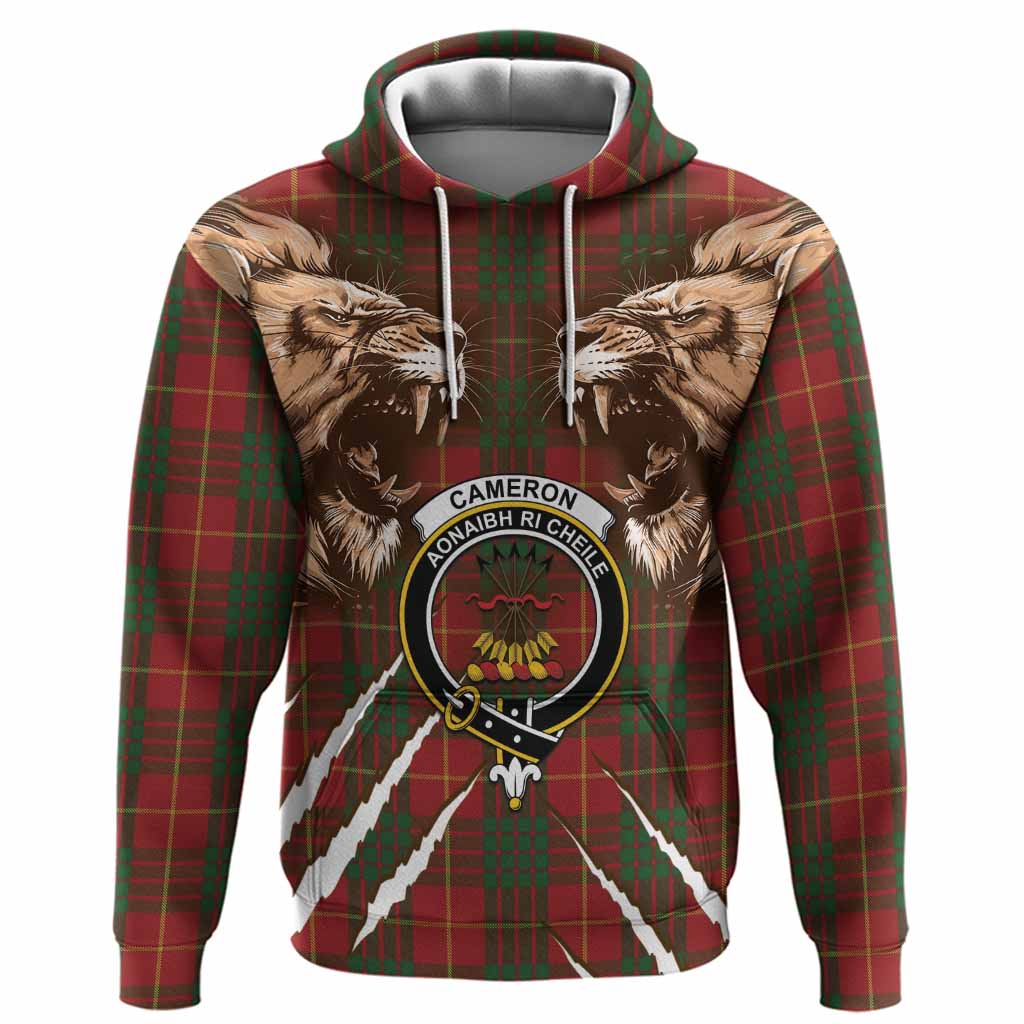 Cameron Tartan Crest Hoodie Ferocious Lion Style
