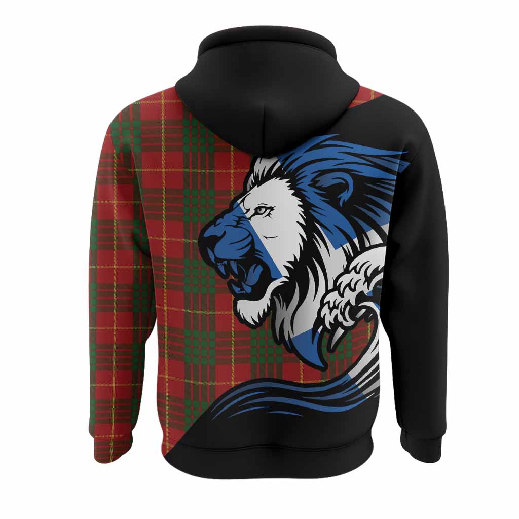 Cameron Tartan Crest Hoodie Scottish Golden Lions Wave Flow