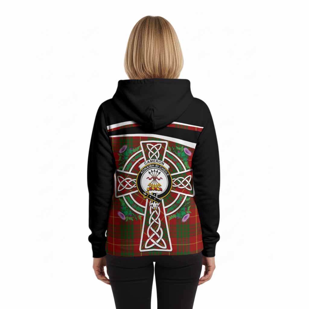 Cameron Tartan Crest Hoodie Scottish Thistle Celtic Cross Alba Gu Brath