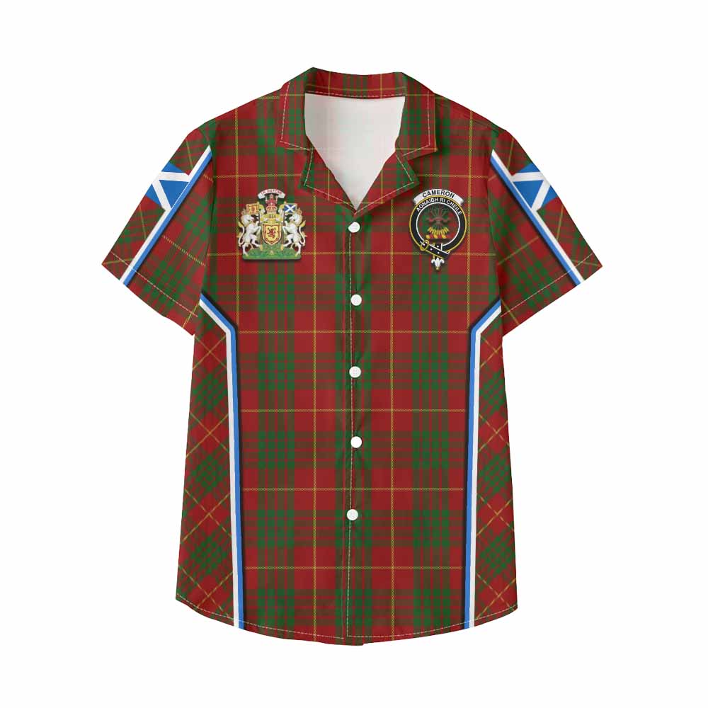 Cameron Tartan Crest Kid Hawaiian Shirt Scotland Coat of Arm Flag Style - Tartan Vibes Clothing