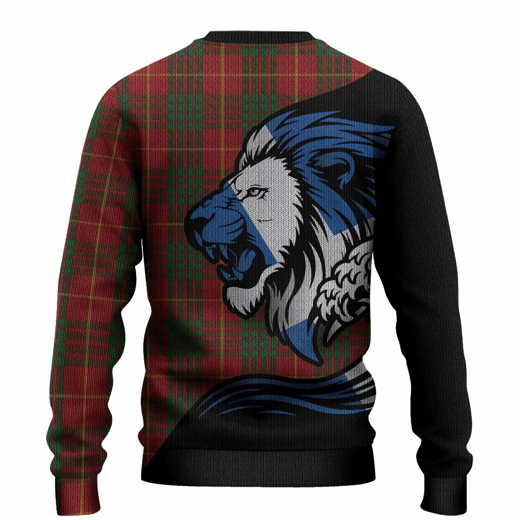 Cameron Tartan Crest Knitted Sweater Scottish Golden Lions Wave Flow