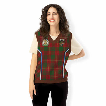 Cameron Tartan Crest Knitted V-Neck Vest Scotland Coat of Arm Flag Style - Tartan Vibes Clothing