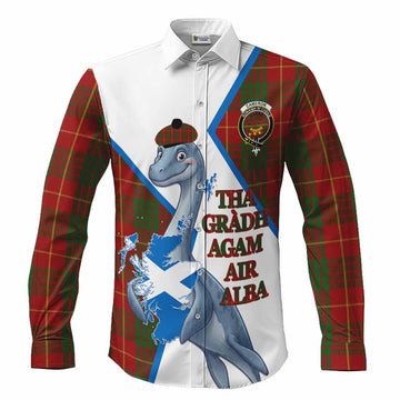 Cameron Tartan Crest Loch Ness Monster Long Sleeve Button Shirts Nessie Scottish Map Tha Gradh Agam Air Alba