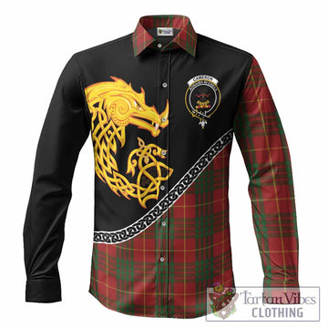 Cameron Tartan Crest Long Sleeve Button Shirts Legendary Dragon Knot Half Style