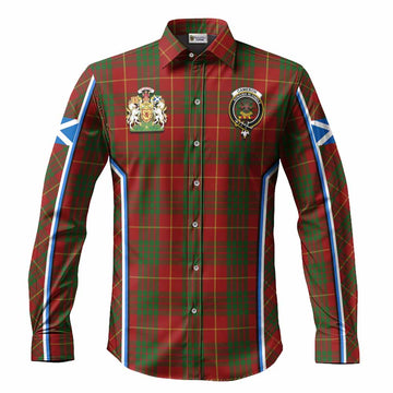 Cameron Tartan Crest Long Sleeve Button Shirts Scotland Coat of Arm Flag Style
