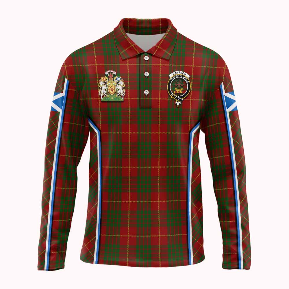 Cameron Tartan Crest Long Sleeve Polo Shirt Scotland Coat of Arm Flag Style - Tartan Vibes Clothing