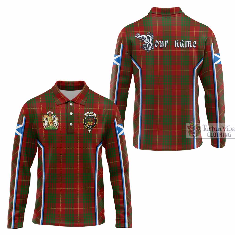 Cameron Tartan Crest Long Sleeve Polo Shirt Scotland Coat of Arm Flag Style - Tartan Vibes Clothing