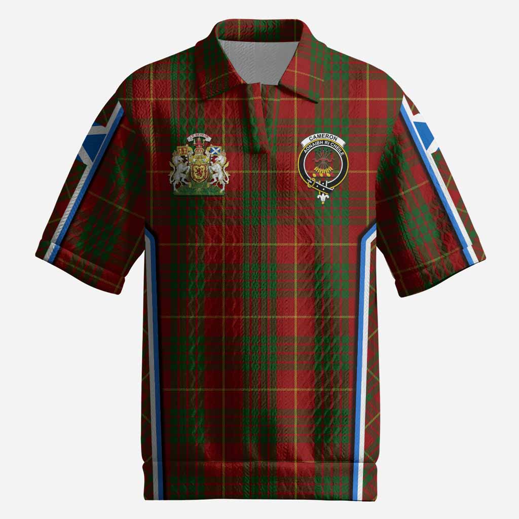 Cameron Tartan Crest Men’s Polo Sweater Top Scotland Coat of Arm Flag Style
