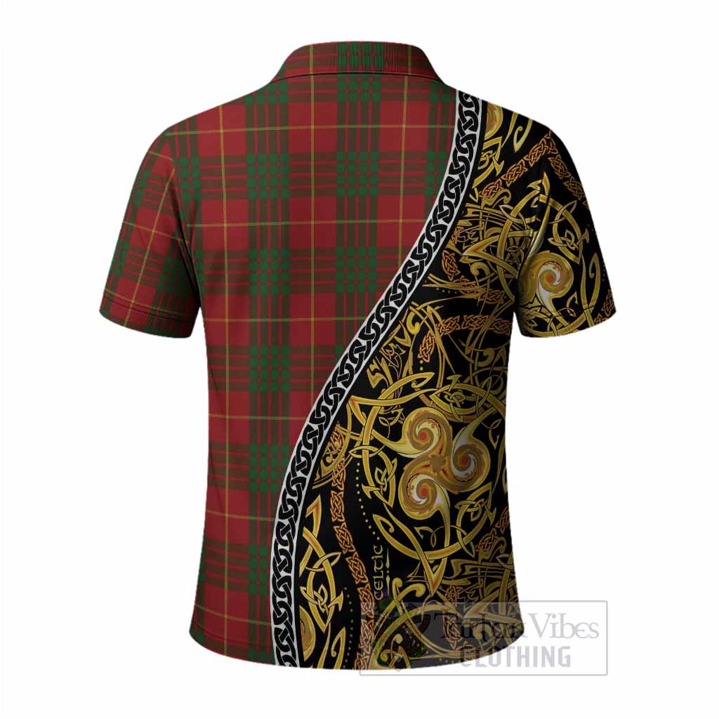 Cameron Tartan Crest Polo Shirt Celtic Knot and Triple Trickle Spiral Symbols