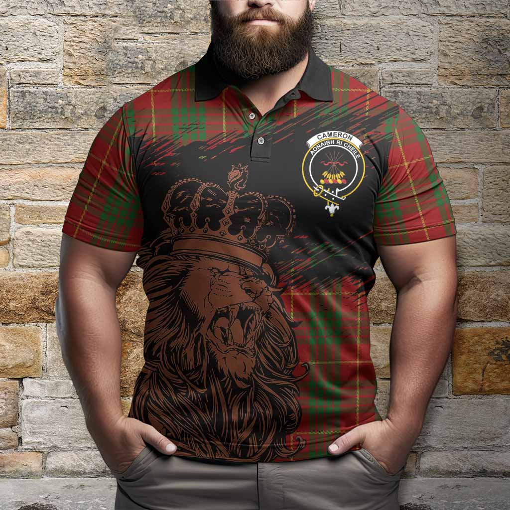 Cameron Tartan Crest Polo Shirt Crowned Lion Heritage Style