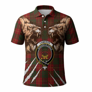 Cameron Tartan Crest Polo Shirt Ferocious Lion Style