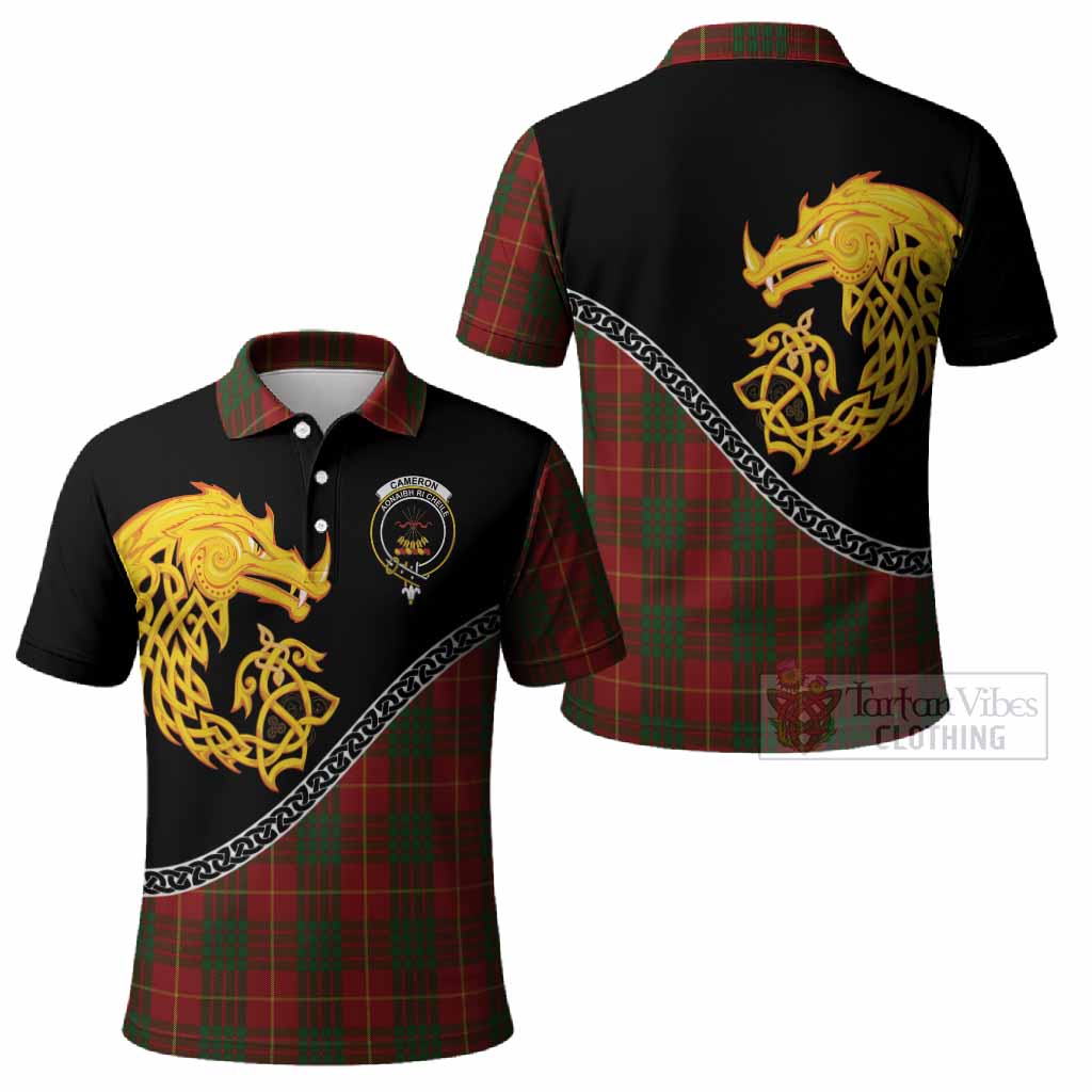 Cameron Tartan Crest Polo Shirt Legendary Dragon Knot Half Style
